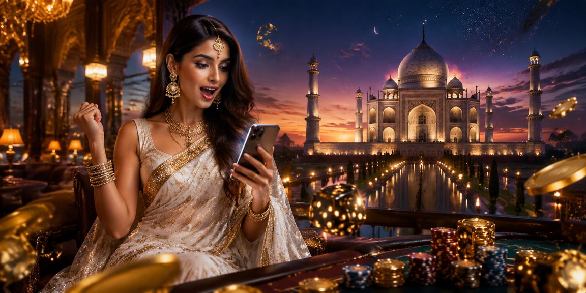 Andar Bahar card game imagery with Taj Mahal backdrop at Agra
