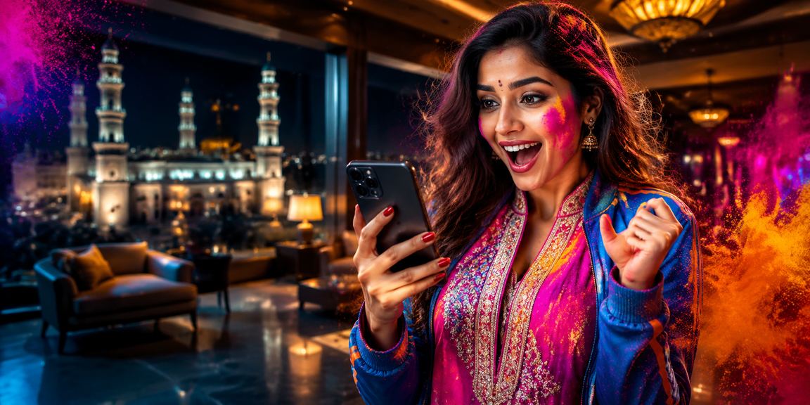 Colorful cricket-themed festival design for promotions with Holi colors