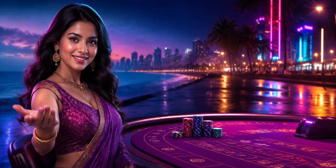 Vibrant Mumbai city casino neon lights at night