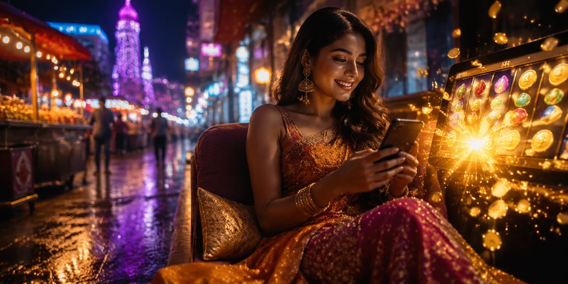 Mumbai slot game night market scene with vibrant lights